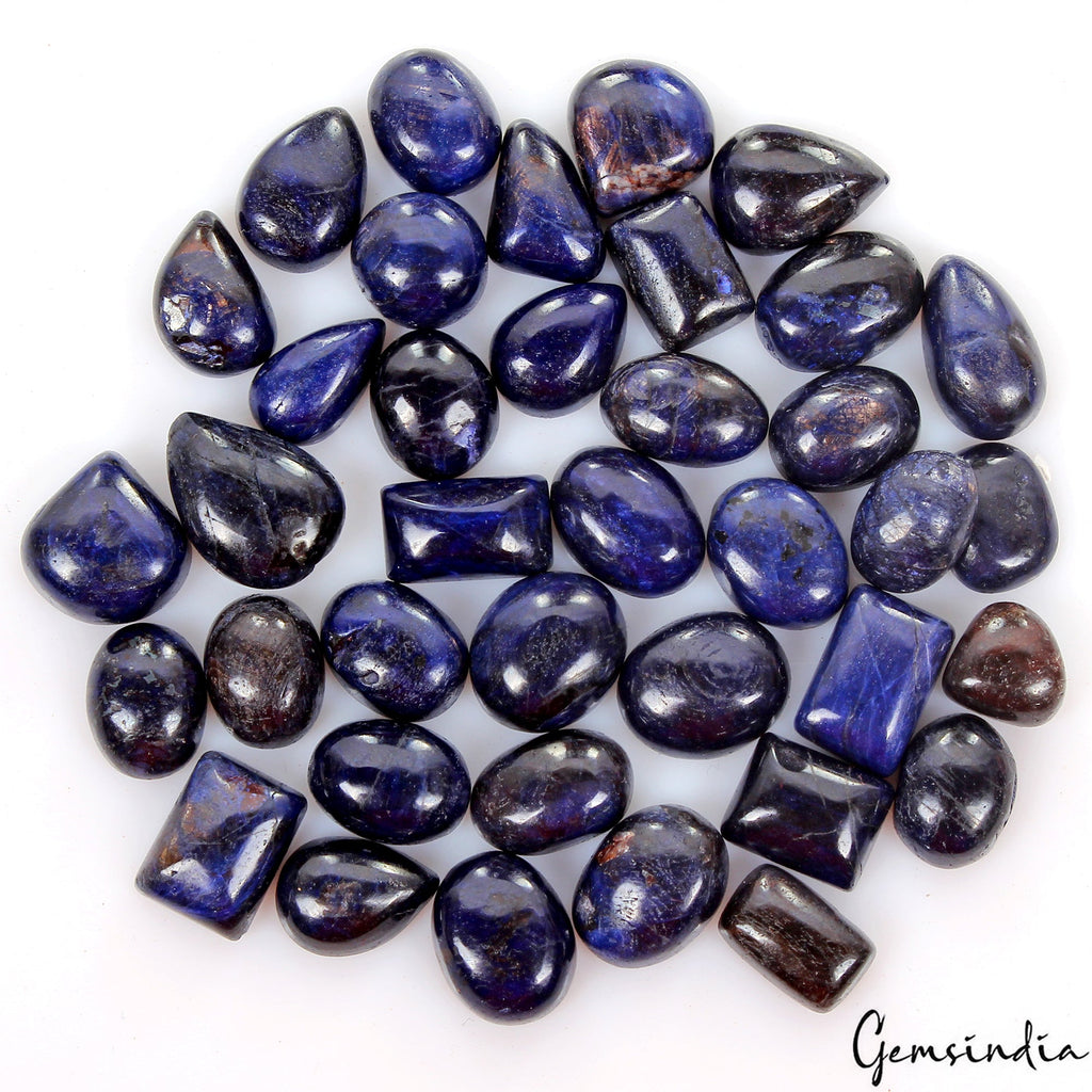 400 Ct Natural Blue Sapphire Mix Cabochon Loose Gemstones Lot Certified 38 Pcs