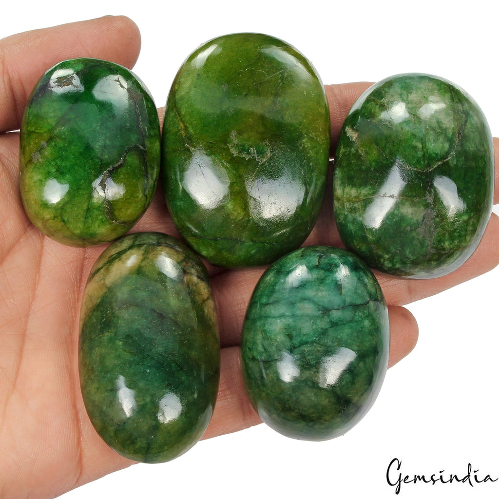 1320Ct/5 Pcs Natural Brazilian Bottle Green Emerald Mix Cab Loose Wholesale Gems