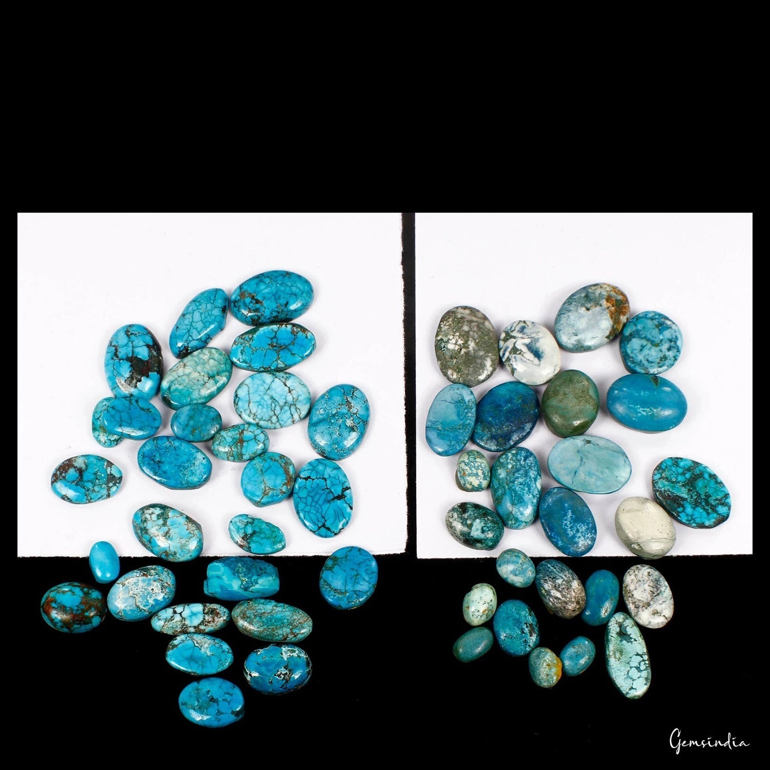 441.80 Cts/53 Pcs Natural Blue Turquoise(Firoza) Oval Cab Loose Gems For Jewelry