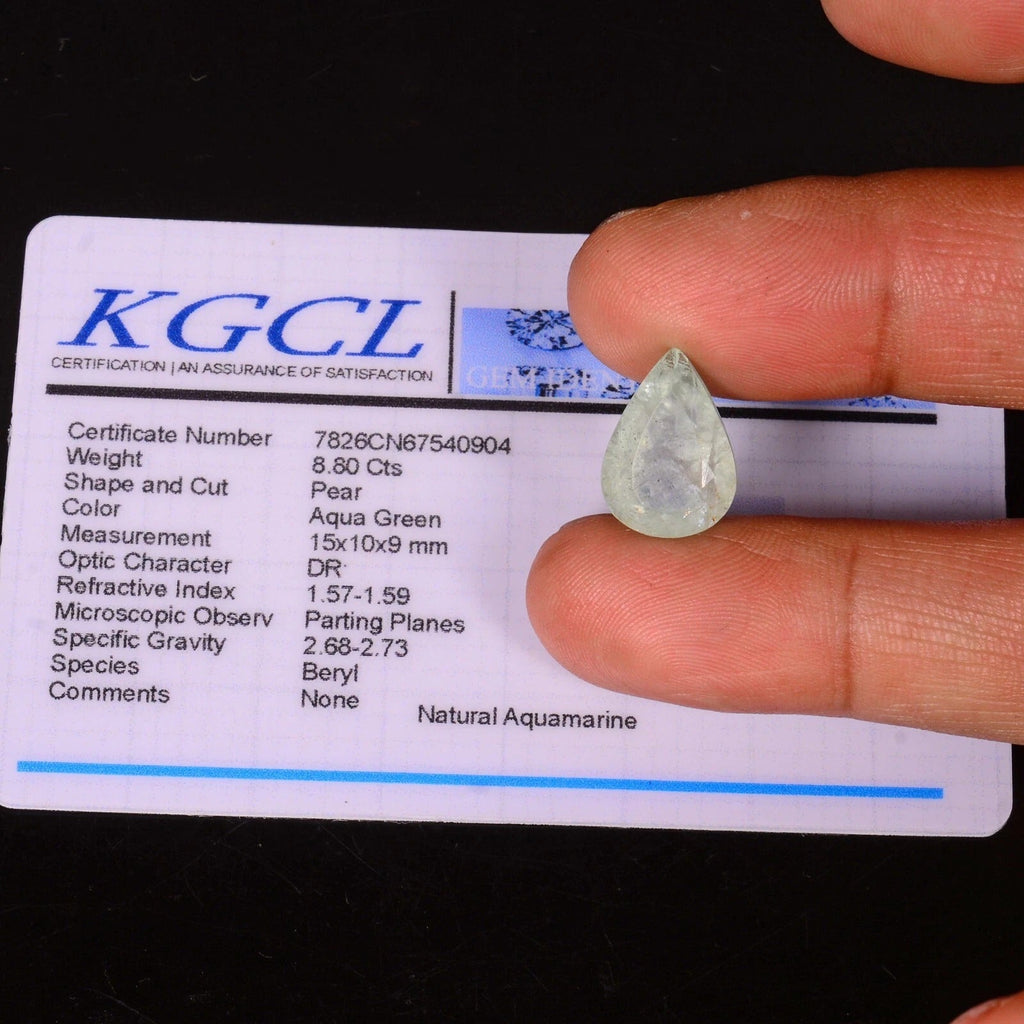 Certified 8.80 Cts Natural Untreated Blue Aquamarine Pear Faceted Gem For Ring
