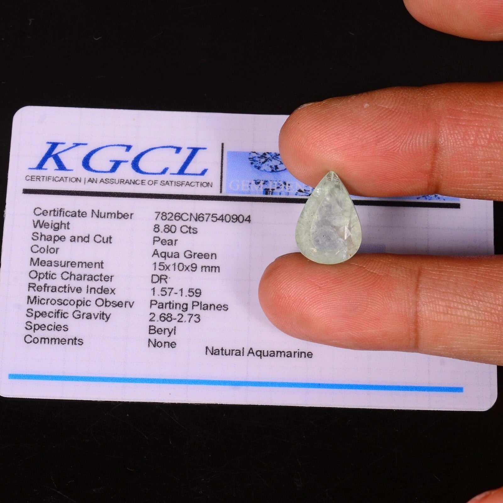 Certified 8.80 Cts Natural Untreated Blue Aquamarine Pear Faceted Gem For Ring