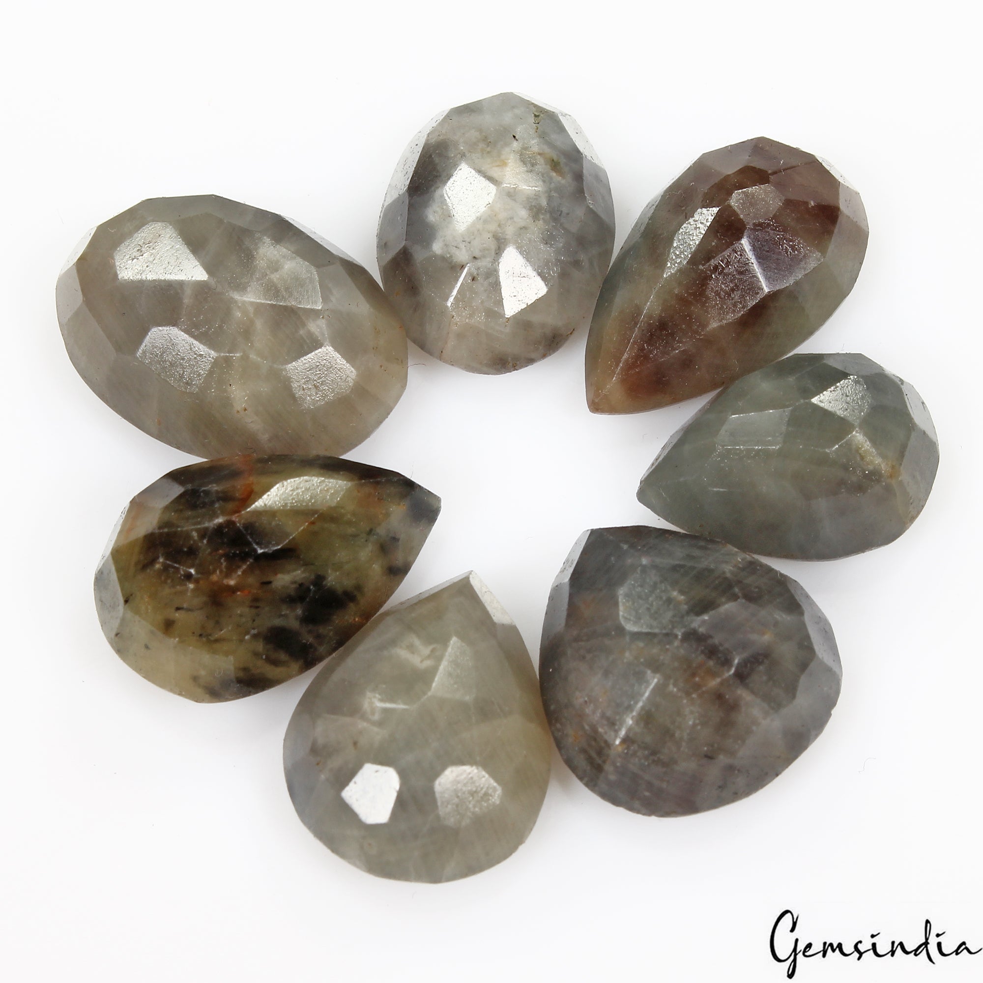 93.30 Ct/7 Pc Natural Untreated Gray Blue Sapphire Mix Cut 21-25mm Gemstones Lot