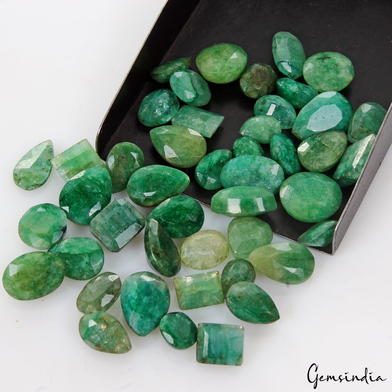 87 Ct Natural Green Emerald Mix Cut Loose 6-11mm Loose Gemstones Lot for jewelry