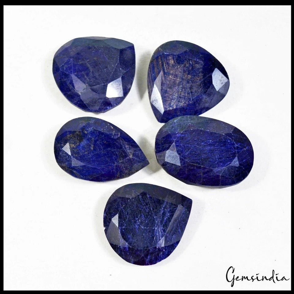 Certified 720 Cts/5 Pcs Natural Blue Sapphire Mix Faceted Loose Gemstones Lot