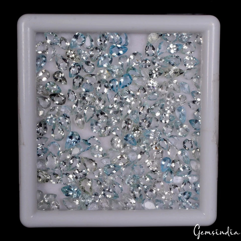 Aquamarine Lot, Loose Gemstone, Untreated, Blue — 190 Pieces, 3mm to 6mm, 29.10 Ct, Brazil
