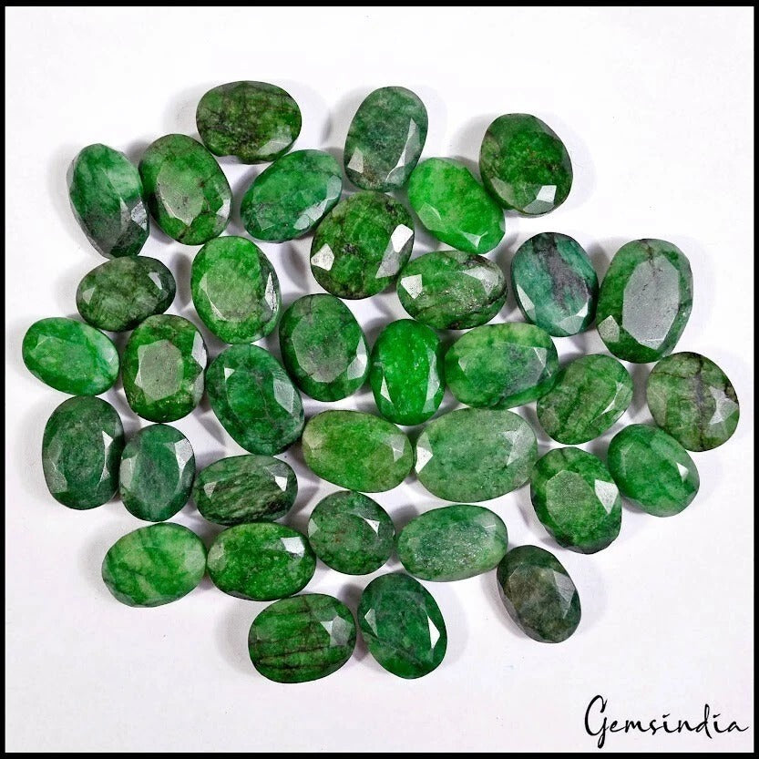 460 Ct Natural Green Brazilian Emerald Oval Faceted 14-20mm Loose Gemstones~35 P