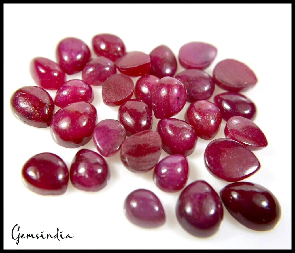 Ruby Lot, Cabochon, Color Enhanced, Red — 29 Pieces, 08mm to 11mm, 100.00 Ct