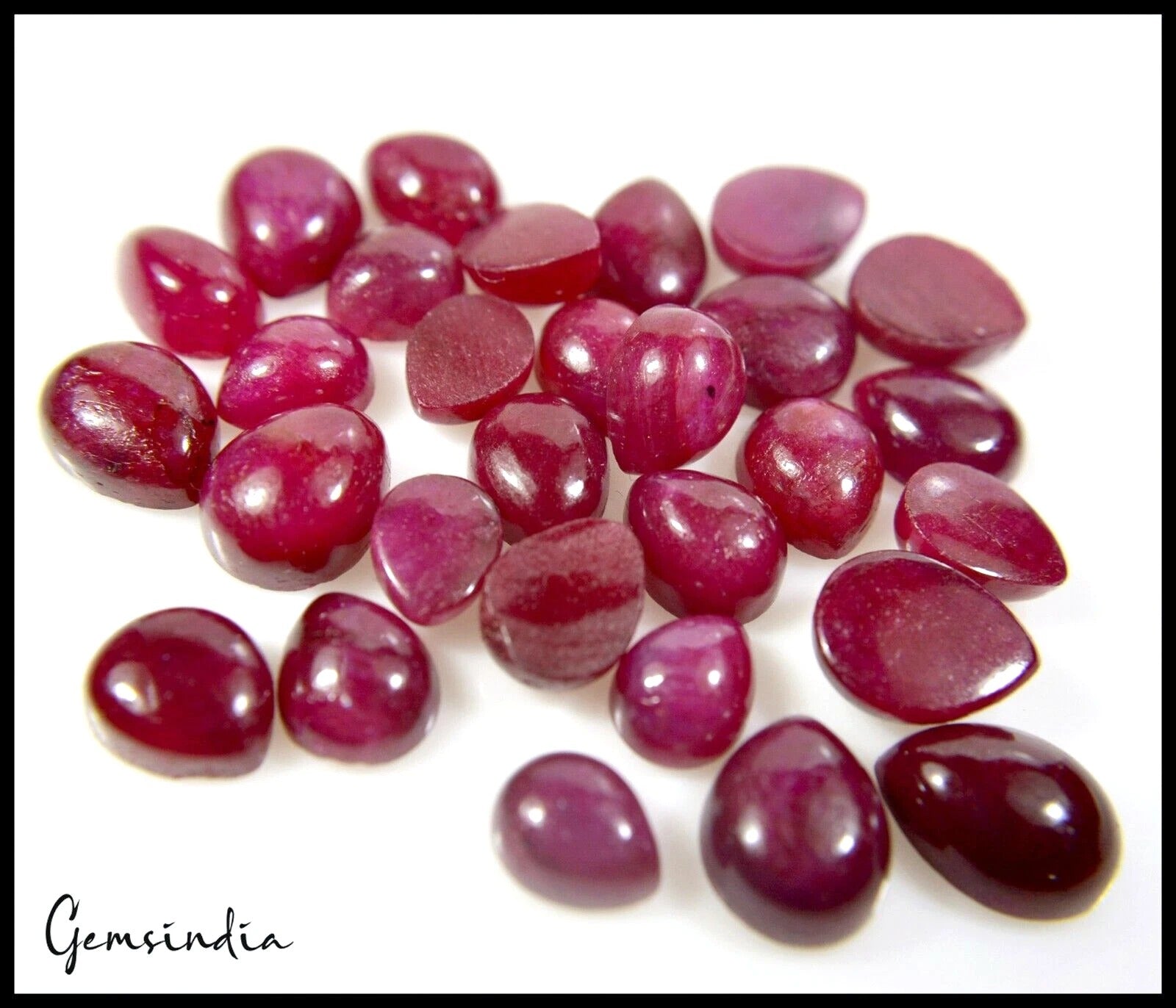 Ruby Lot, Cabochon, Color Enhanced, Red — 29 Pieces, 08mm to 11mm, 100.00 Ct