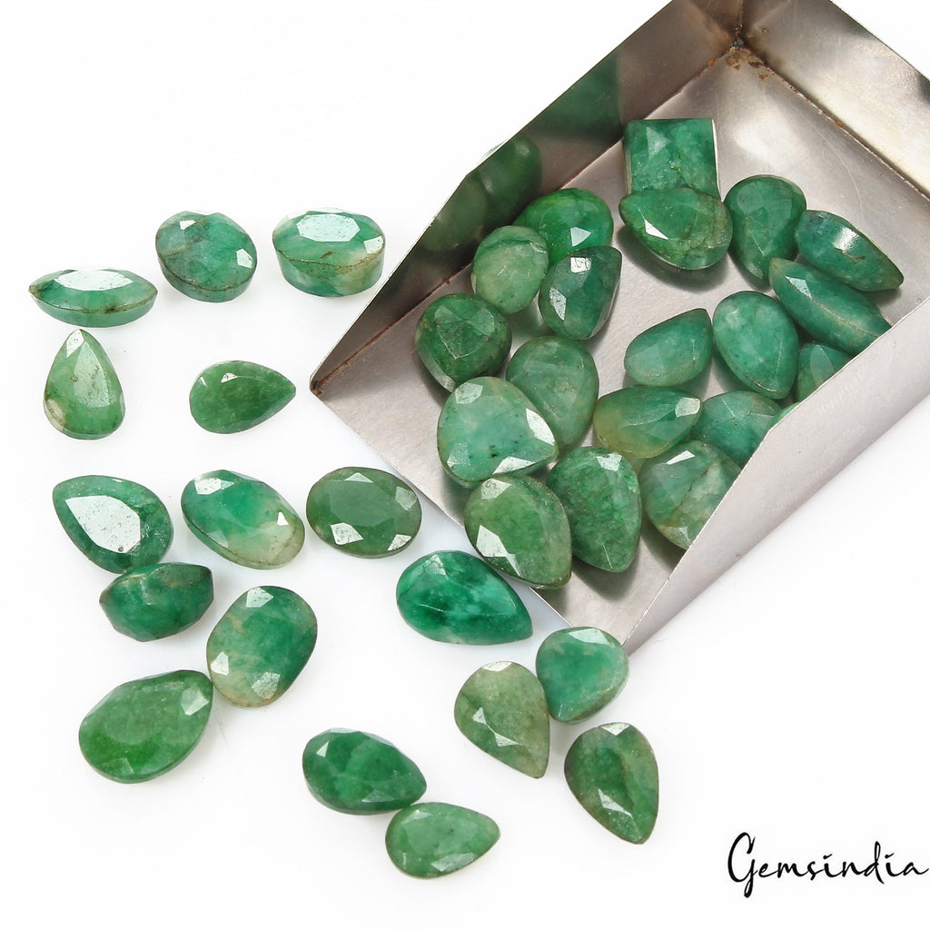 Certified 125.90 Cts/38 Pcs Natural Brazilian Green Emerald Mixed Cut Loose Gems