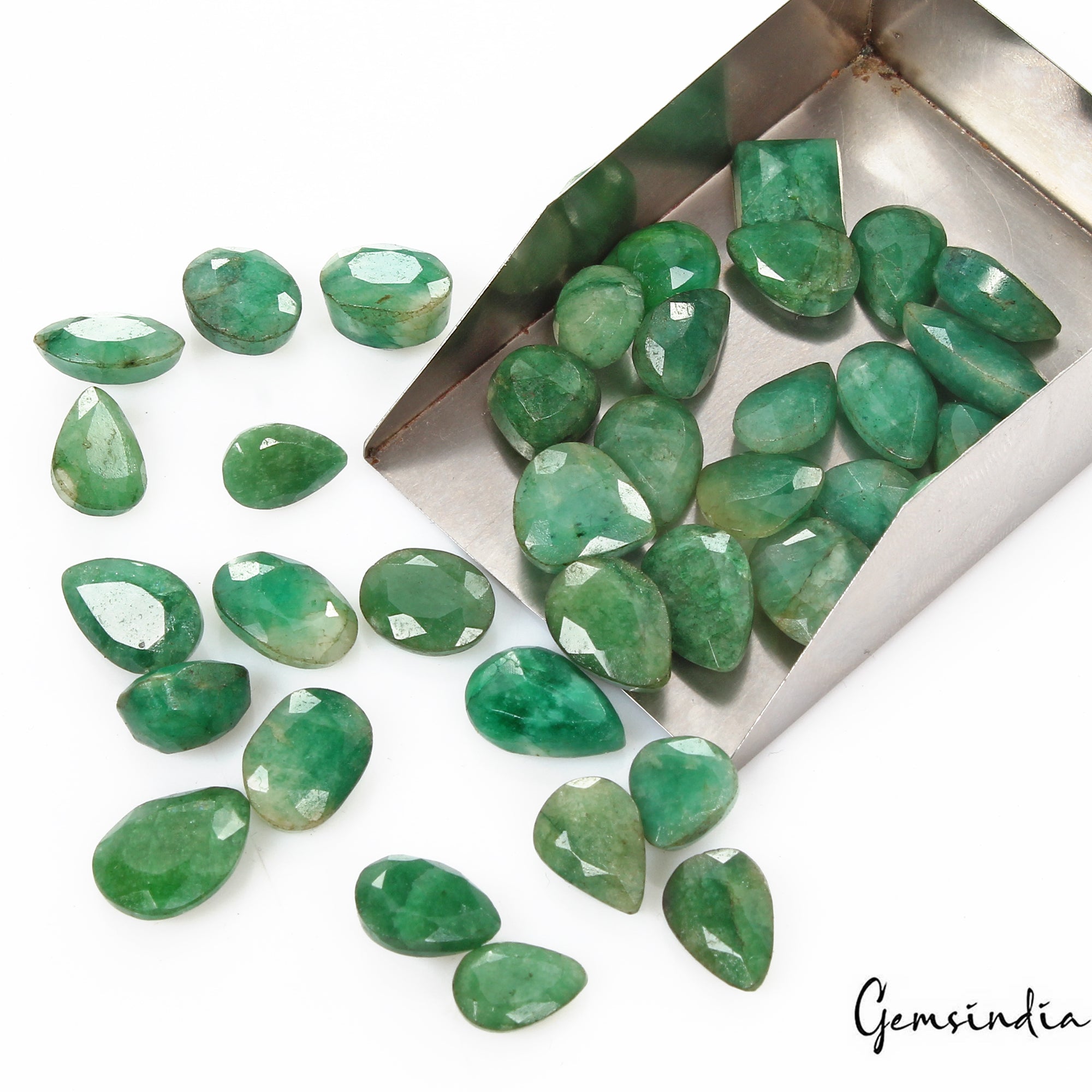 Certified 125.90 Cts/38 Pcs Natural Brazilian Green Emerald Mixed Cut Loose Gems