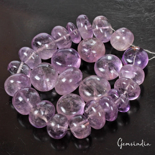 Amethyst Beaded Strand, Untreated, Purple — 26 Pieces, 15mm to 21mm, 840 Ct