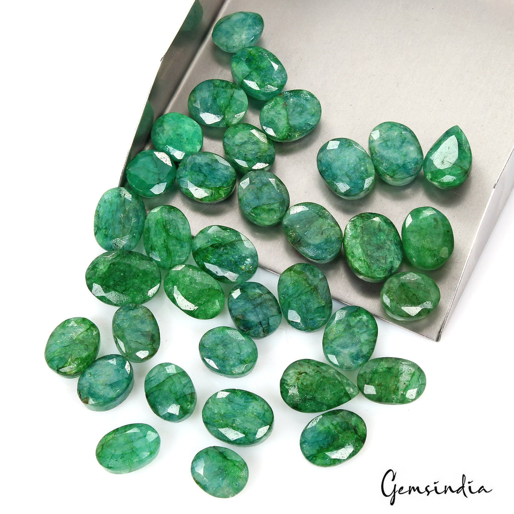 390 Cts/35 Pcs Natural Brazilian Blue Green Emerald Mix Cut Wholesale Gems Lot