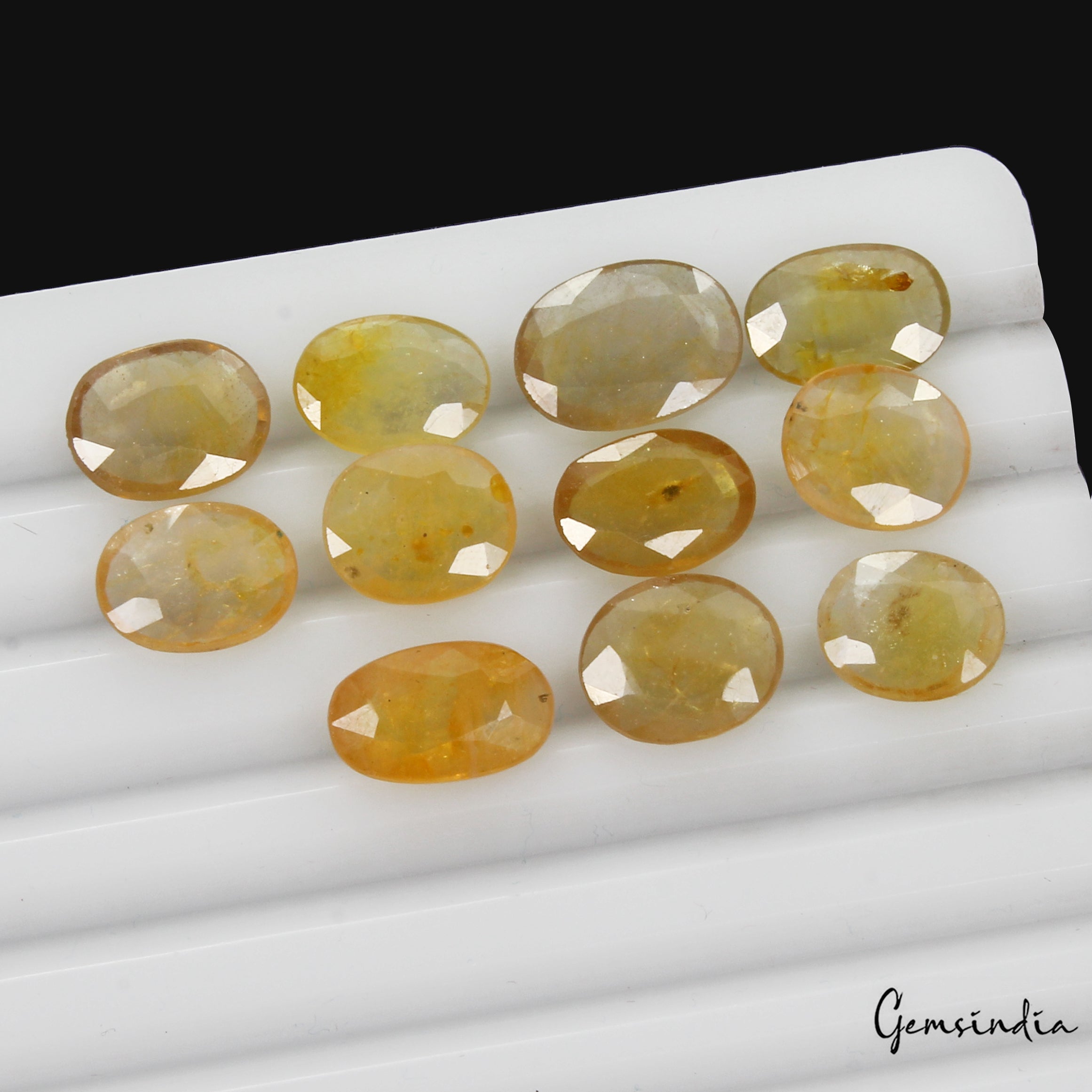 11 Pcs Natural Yellow Sapphire Oval Cut Untreated 10mm-13mm Gemstones, Sri Lanka