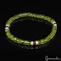 6.5" Natural Peridot Stone Bracelet Green Crystal Stretchable Handmade Bracelet