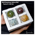 1.9 Kg/4 Pcs Natural Untreated Multi Color Crystal Healing Sphere/Balls Gems Lot