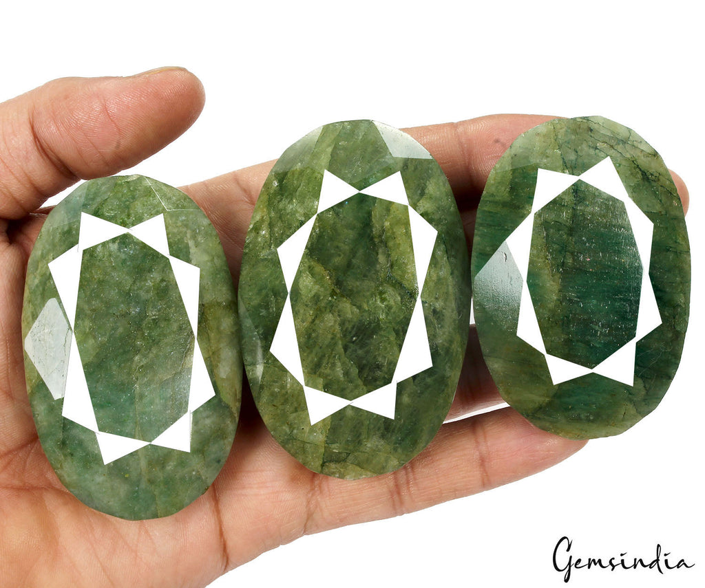 1850 Ct Earth Mined Emerald Huge Oval Faceted 100% Natural Gemstone Lot 64-73mm