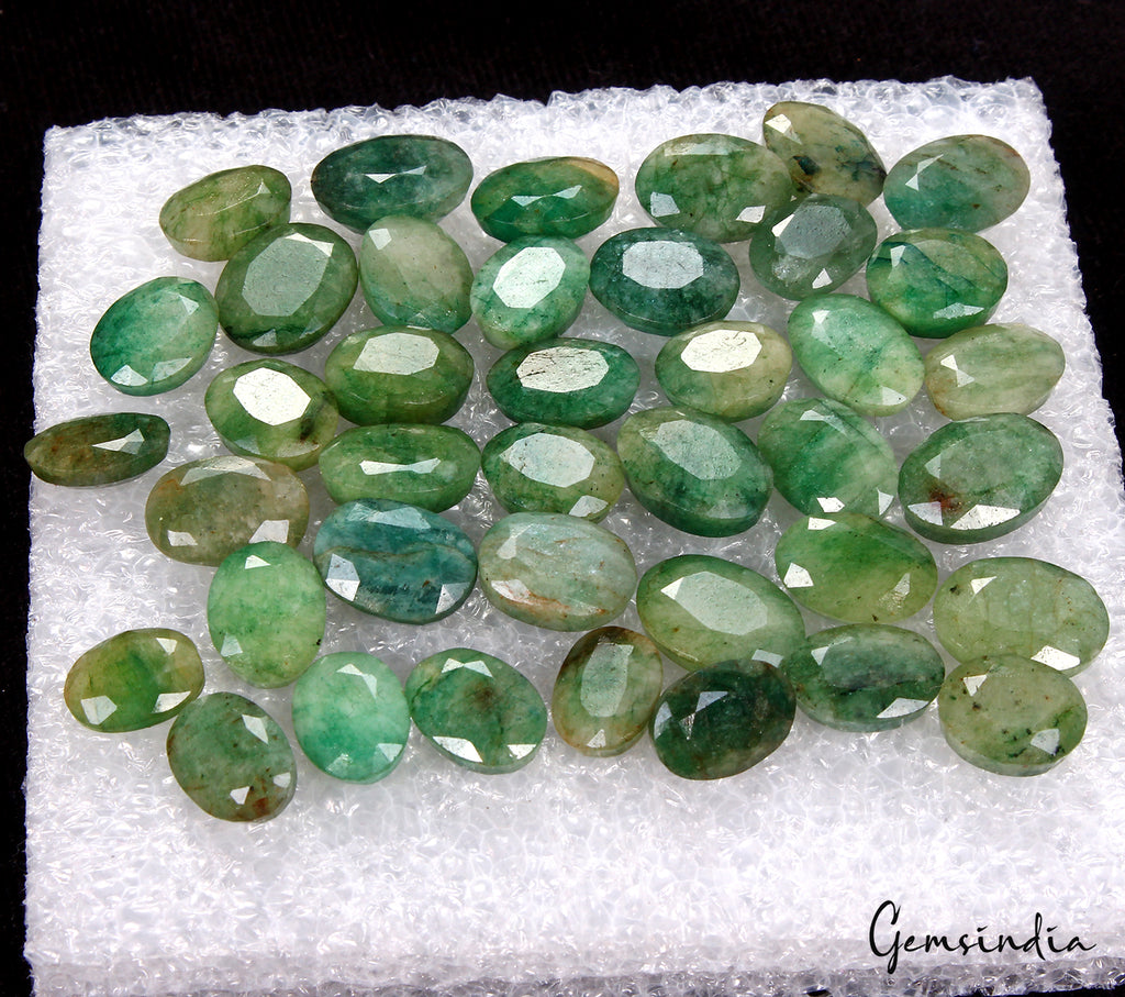 Emerald Lot, Loose Gemstone, Color Enhanced, Green — 40 Pieces, 10mm to 12mm, 180.60 Ct, Brazil