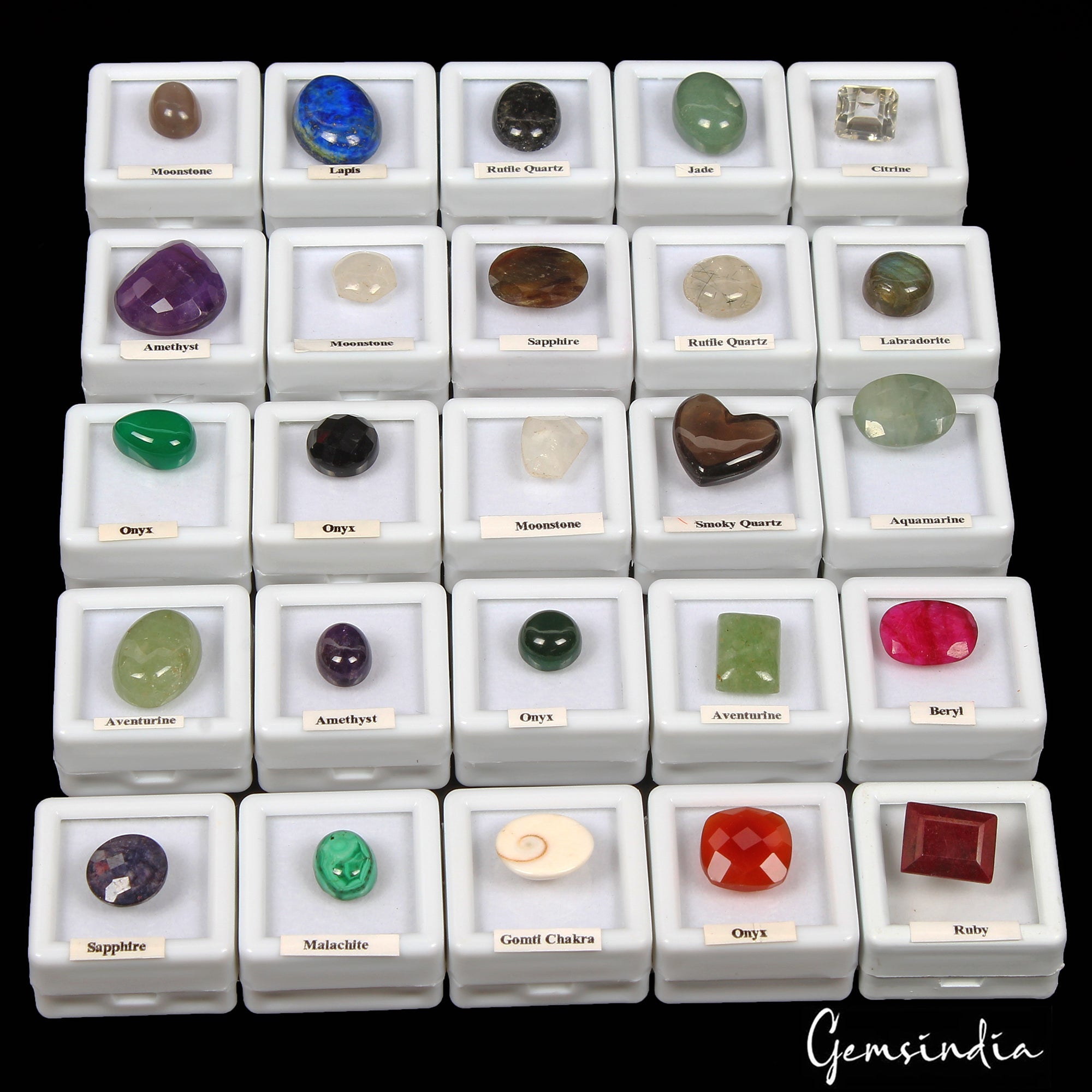 25 Pcs Estate Genuine Multi Gems Loose Multi Color Gemstones Collection W/ Boxes