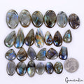 500 Cts/25 Pcs Natural Untreated Blue Shine Labradorite Mix Cab Loose Gems Lot