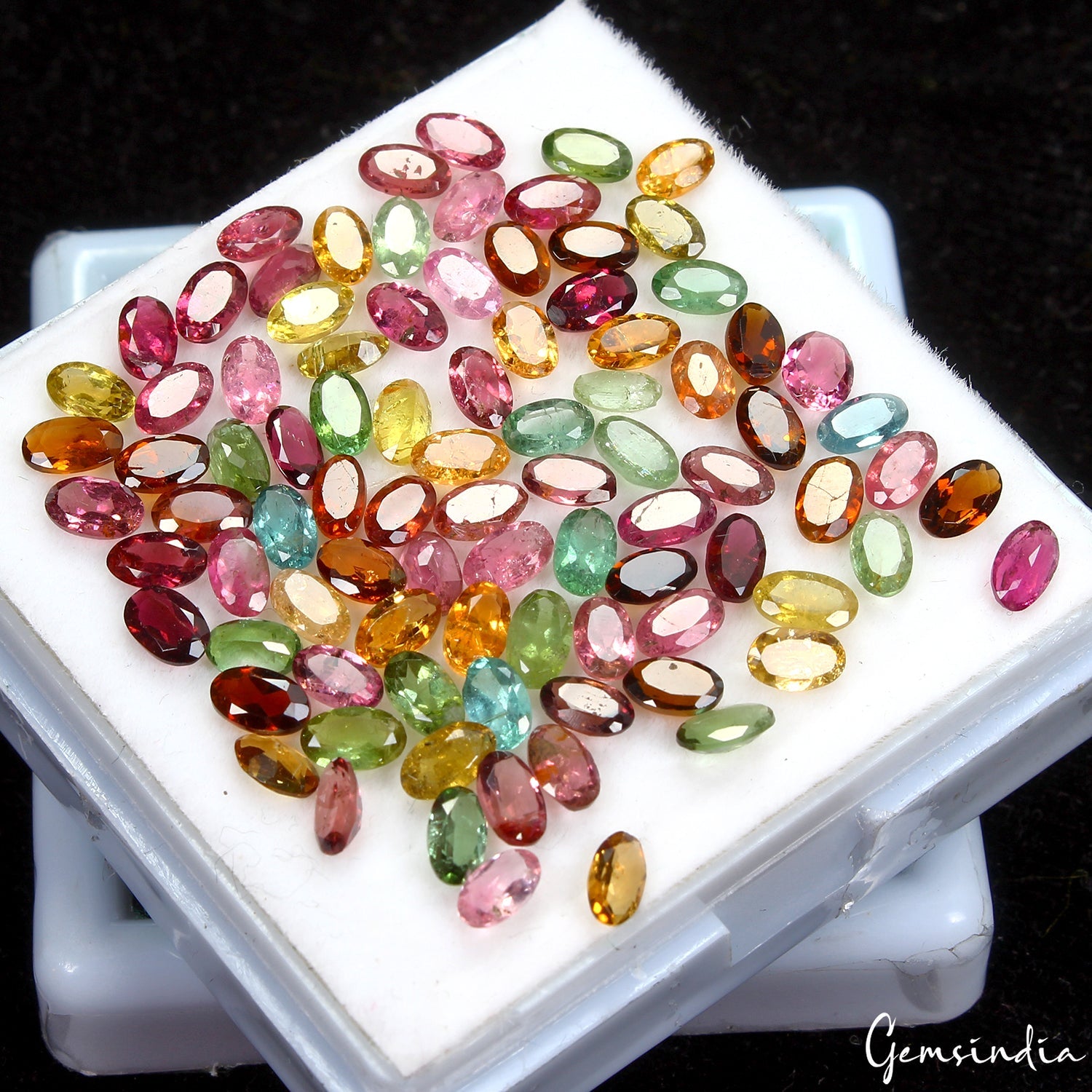 Certified Oval Cut 5x3mm Natural Unheated Multicolor Tourmaline Loose Gems 20 Ct