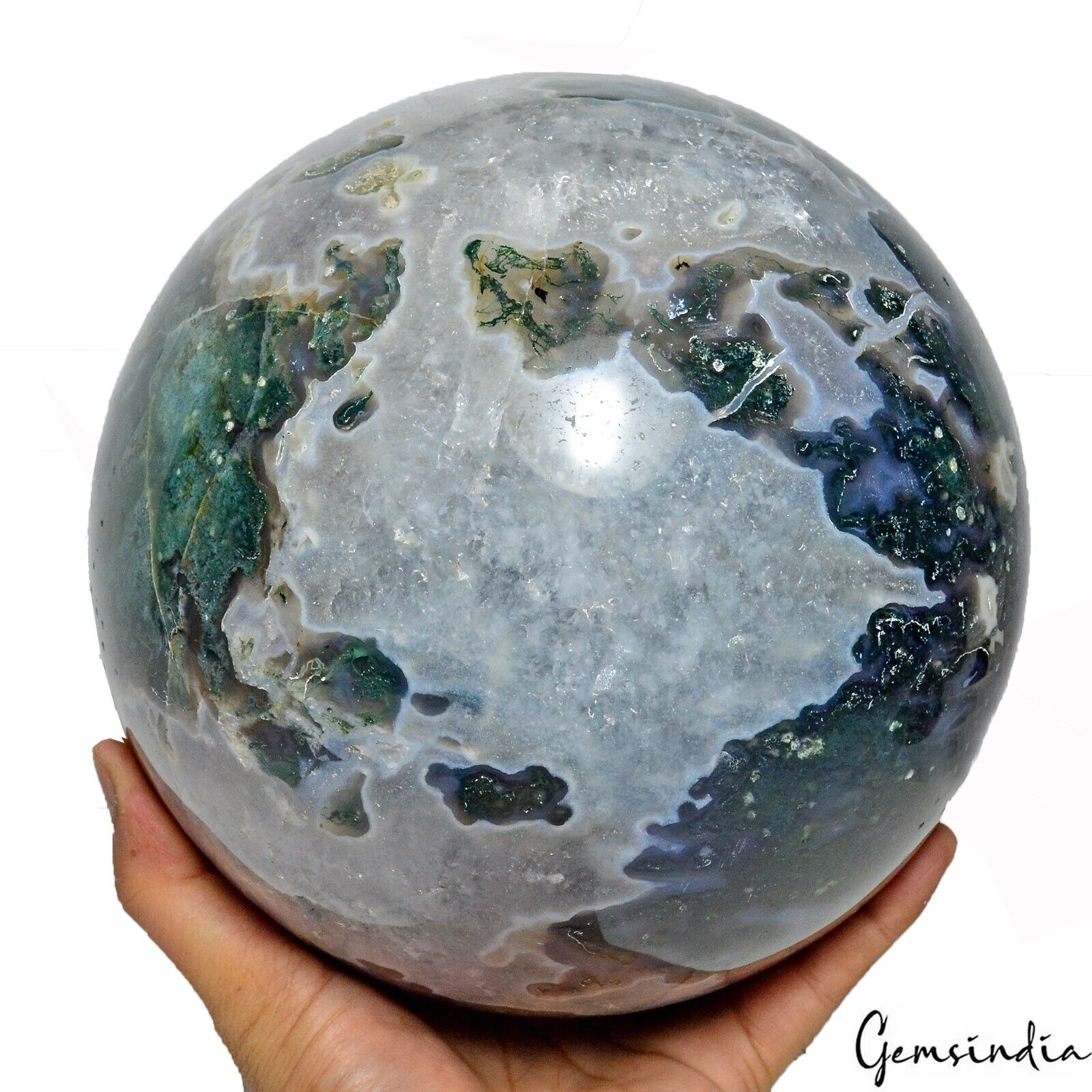 Moss Agate Sphere, Untreated — 8 Inch, 10.63 Kg (53150 Ct)