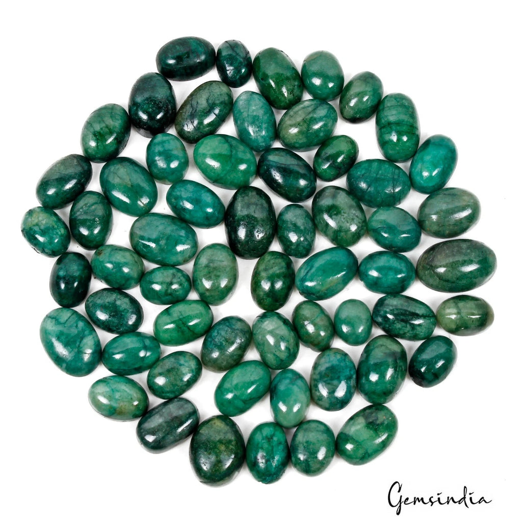 Brazilian Emerald Lot, Cabochon, Color Enhanced, Green — 58 Pieces, 11mm to 19mm, 560 Ct, Brazil