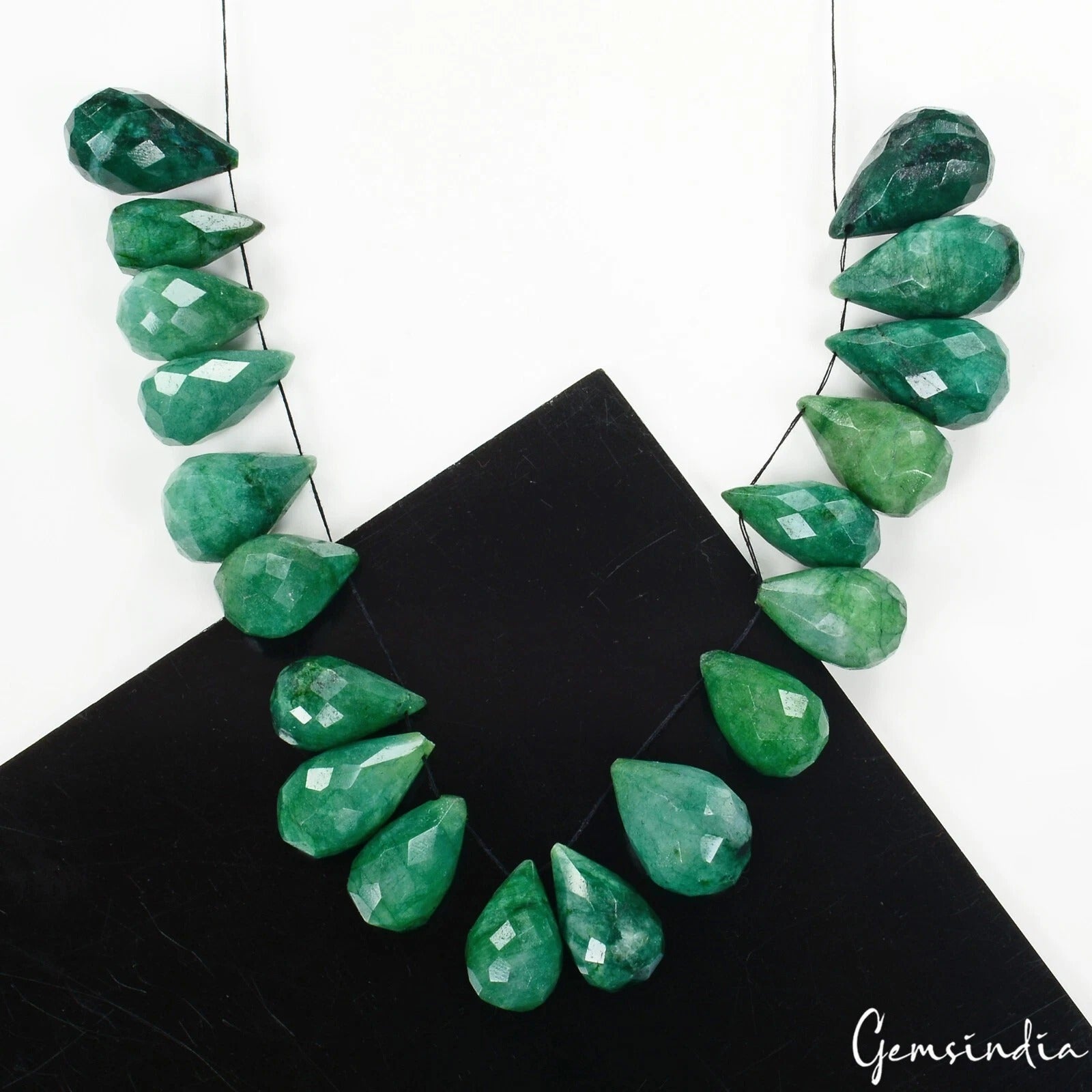 Emerald Beaded Strand, Color Enhanced — 21mm to 28mm, 520 Ct, Brazil