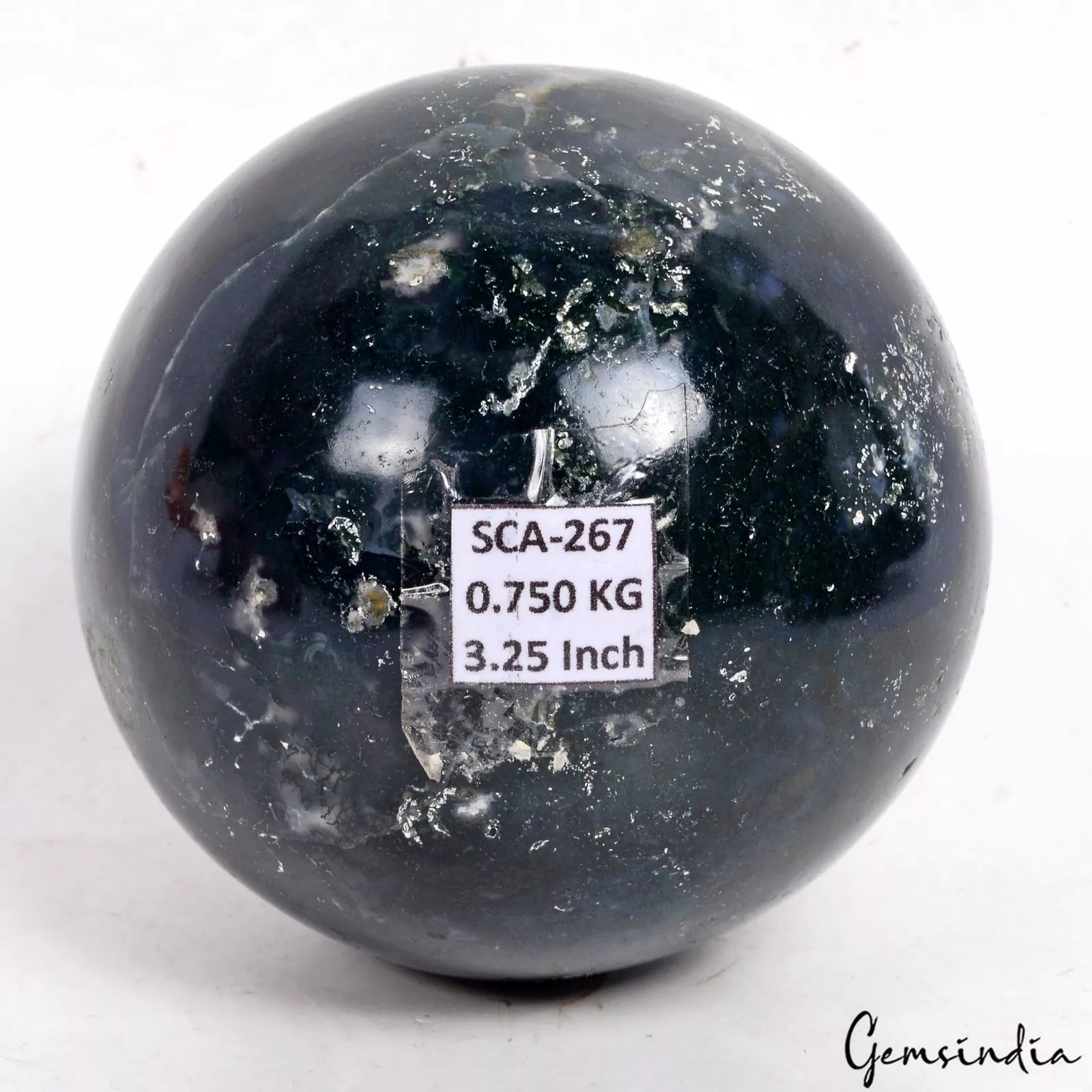 3750Ct Natural Untreated Moss Agate Huge Gem Sphere Crystal Healing Mineral-3.2"