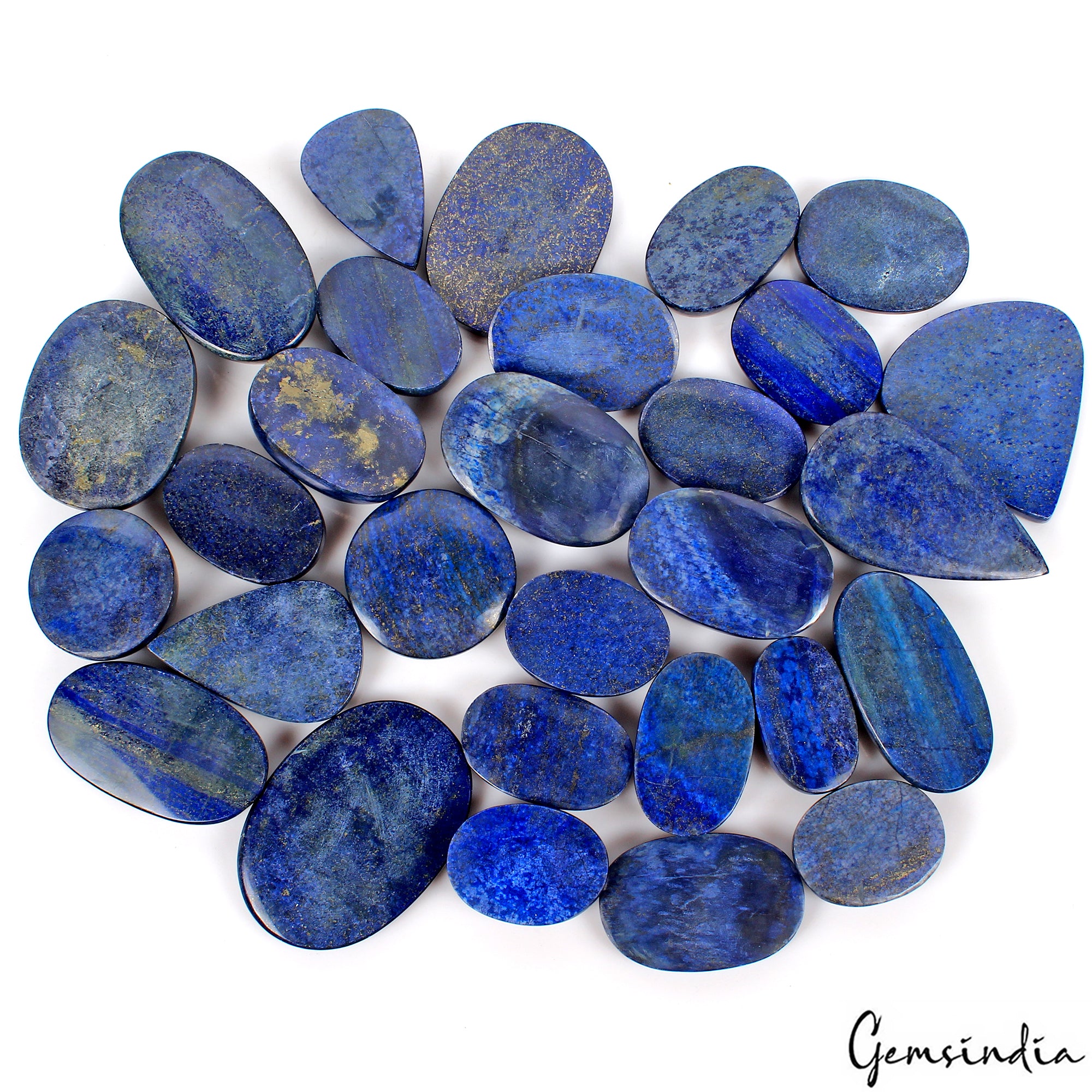 Lapis Lazuli Lot, Cabochon, Color Enhanced, Blue — 29 Pieces, 54mm to 98mm, 20000 Ct (4 Kg), Afghanistan