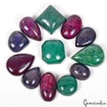 1700 Ct/12 Pcs Natural Multi Color Ruby Emerald Sapphire Mix Cab Wholesale Gems