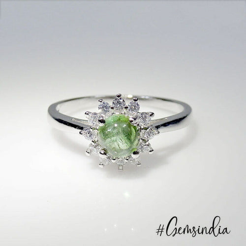 1.87 Gram Natural Green Tourmaline Sterling Silver Handmade Designer Ring 7 US