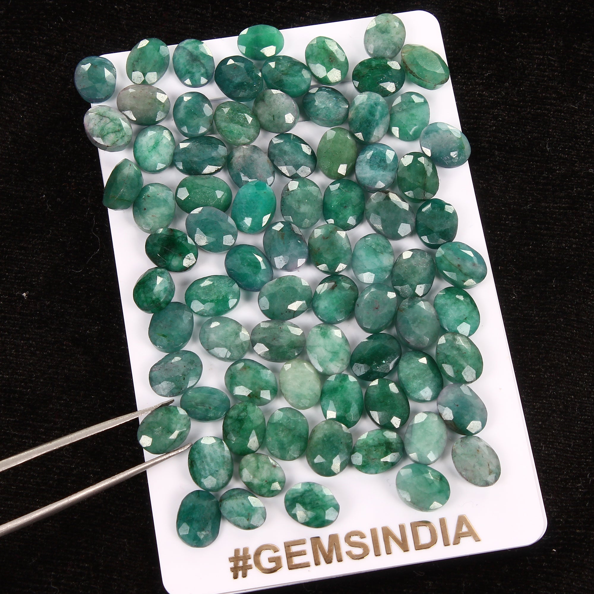 76 Pcs Natural Green Emerald Oval Cut 7mm-9mm Loose Certified Jewelry Gemstones