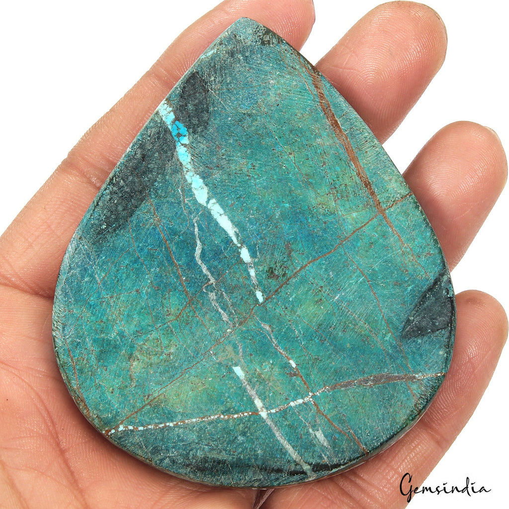 Huge 480 Cts USA Arizona Spiderweb Blue Turquoise Pear Cabochon Loose Gemstone