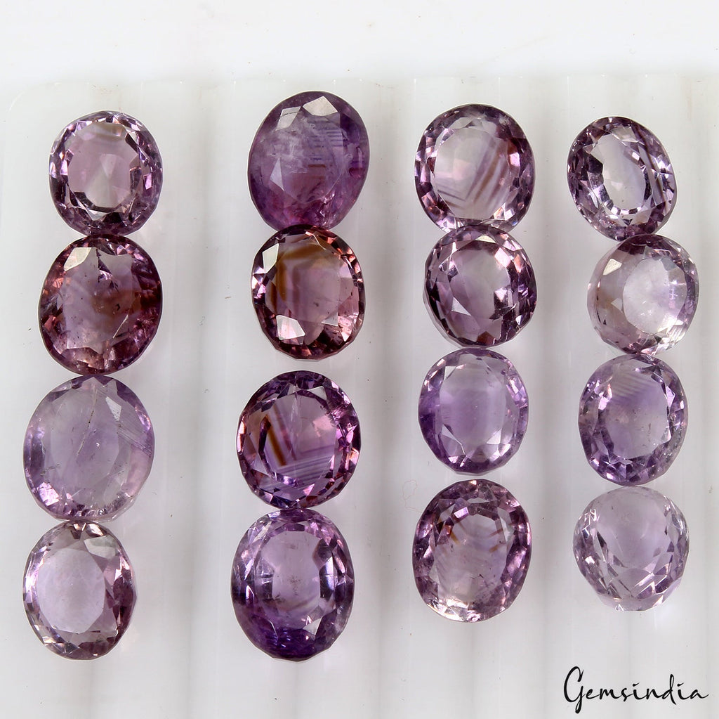 Oval Cut Natural Purple Amethyst Uruguay 128.90 Ct 11-14mm 16 Pcs Lot Gemstones