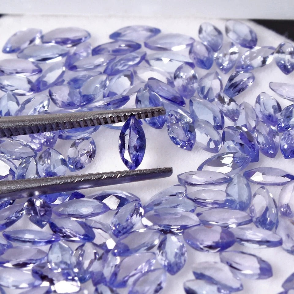 200 Pc Natural Tanzanite 4x2mm Marquise Cut Violet Blue Dazzling Loose Gemstones