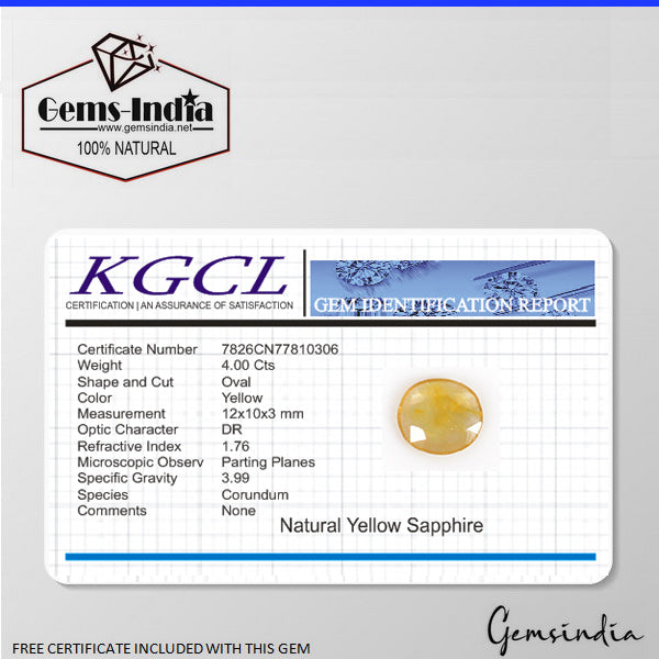 Ceylon Sapphire Loose Gemstone, Untreated, Yellow — 12x10x3 mm, Sri Lanka