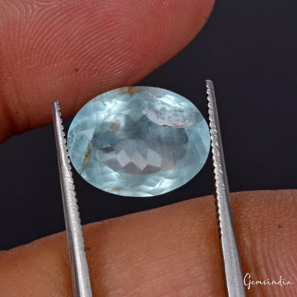 4.80 Cts Natural Untreated Nice Blue Aquamarine Oval Cut Loose Jewelry Gemstone