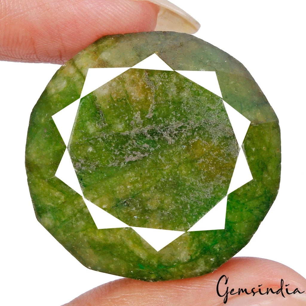 150.00 Ct Natural Green Brazilian Emerald Round Cut Faceted Pendant Size Gems