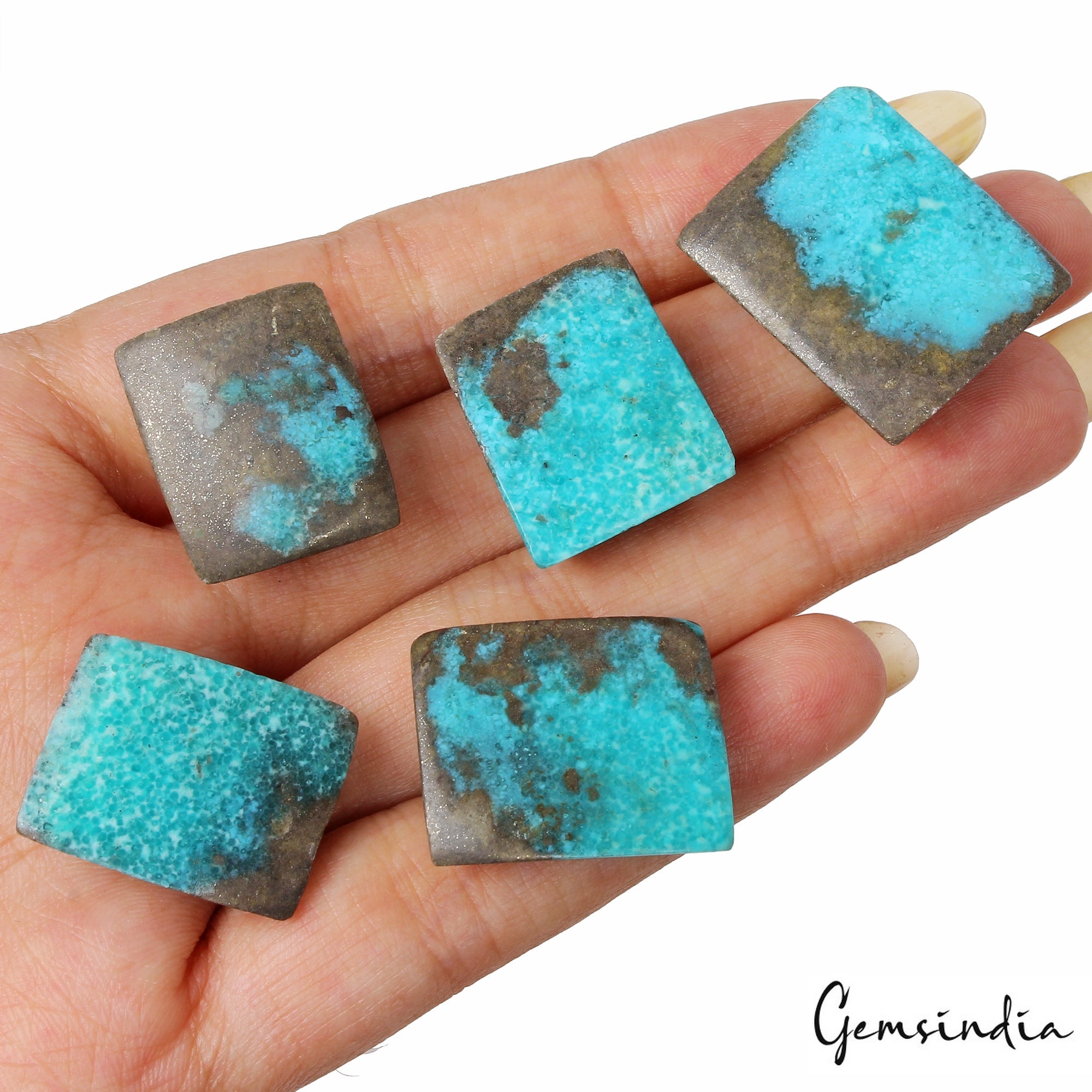 5 Pcs Natural Turquoise Top Quality 21-26mm Cabochon Untreated Loose Gemstones
