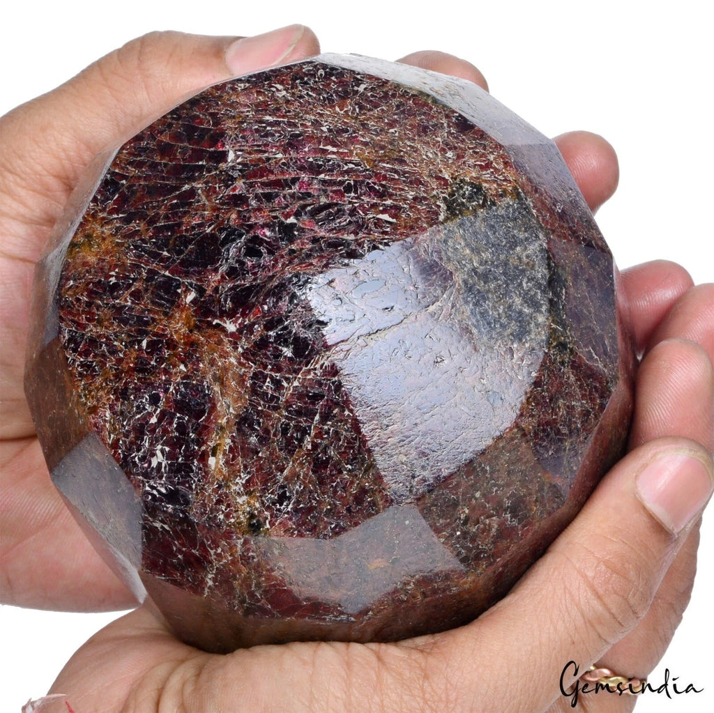 2.8 kilo Almandine Garnet 4.3" Round Cut Rare Large Natural Stone 100% Untreated