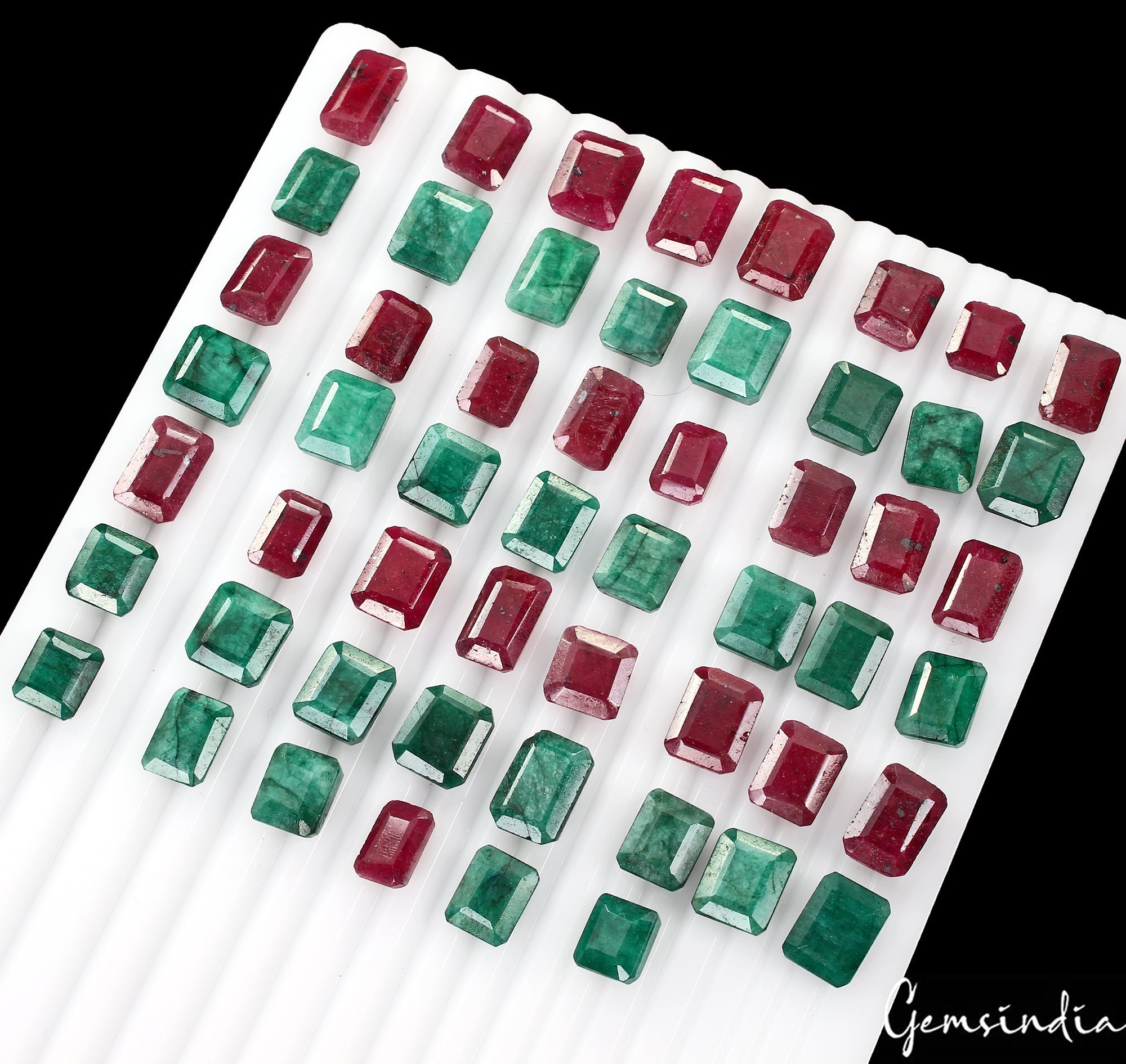 400 Ct Natural Ruby Emerald Wholesale Emerald Cut Loose Ring Size Gems Lot 54pcs
