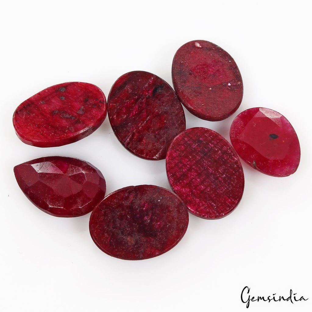 Certified 100 Cts/7 Pcs Natural Red Ruby Mix Checker Cut Loose Jewelry Gemstones