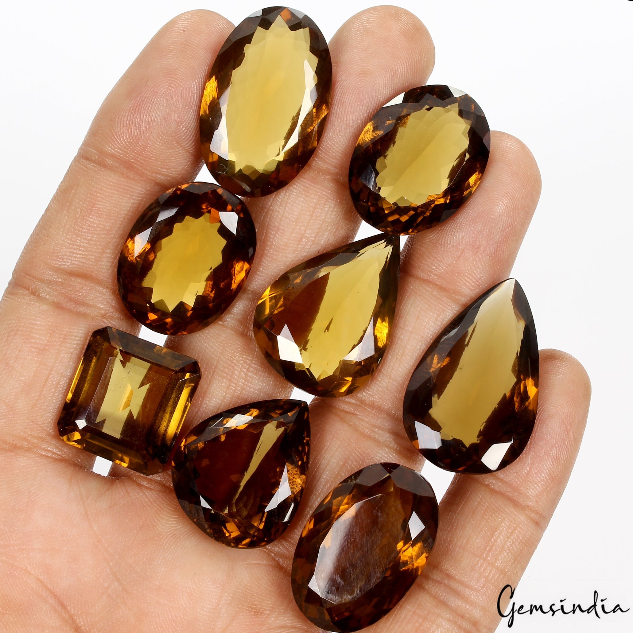 Certified Natural Honey Quartz Citrine 18-30mm Flawless Mix Cut Gemstones 246+Ct