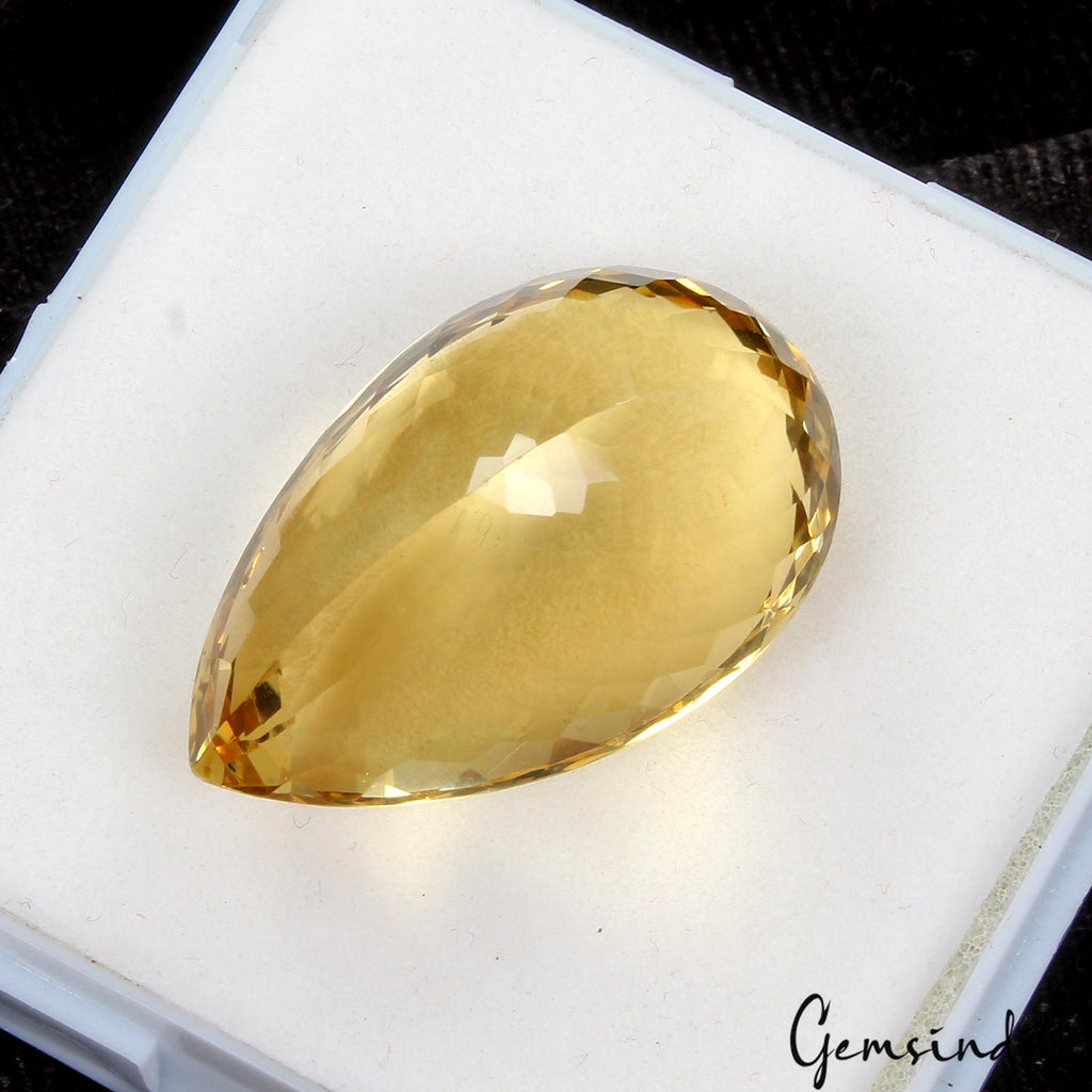 VVS 46.30Ct Natural Citrine AAA Grade Pear Faceted Cut Unheated Gemstone, Brazil