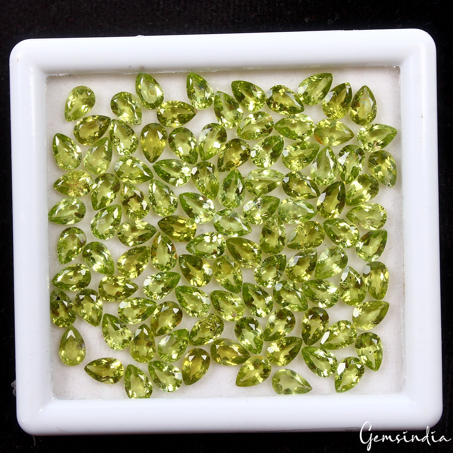 Natural Green Peridot 6mmx4mm Pear Cut Faceted Loose AAA Quality Gemstone 42 Cts