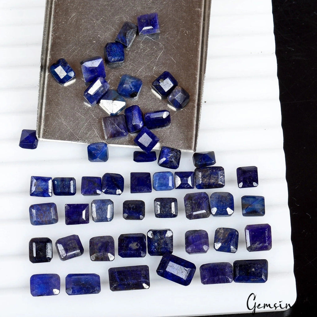 100 Ct/50 Pcs Natural Blue Sapphire Mixed Cut 6-11mm Loose Wholesale Gems Lot