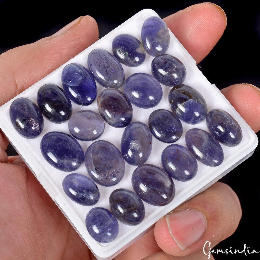 105.60 Cts/22 Pcs Natural Untreated Blue Iolite Oval Cab Loose Gems For Jewelry