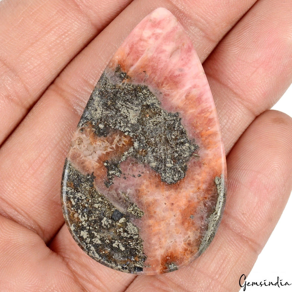 84.40 Cts Natural Rhodochrosite Pear Cabochon 49mm*30mm Untreated Rare Gemstone