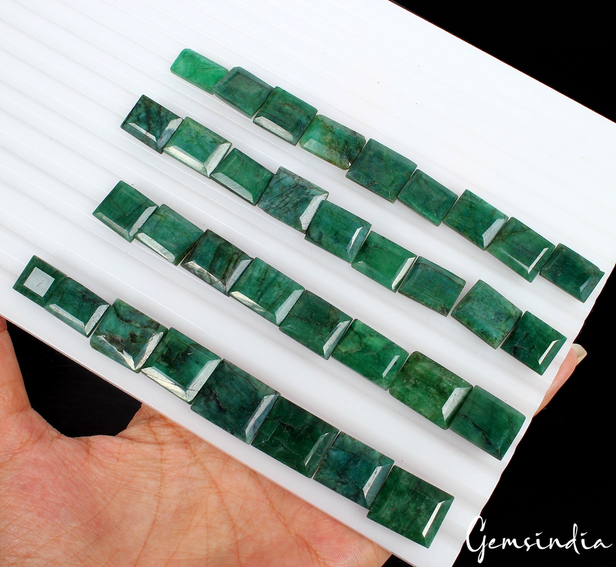Emerald Lot, Loose Gemstone, Color Enhanced, Green — 34 Pieces, 10mm to 16mm, 370 Ct, Brazil