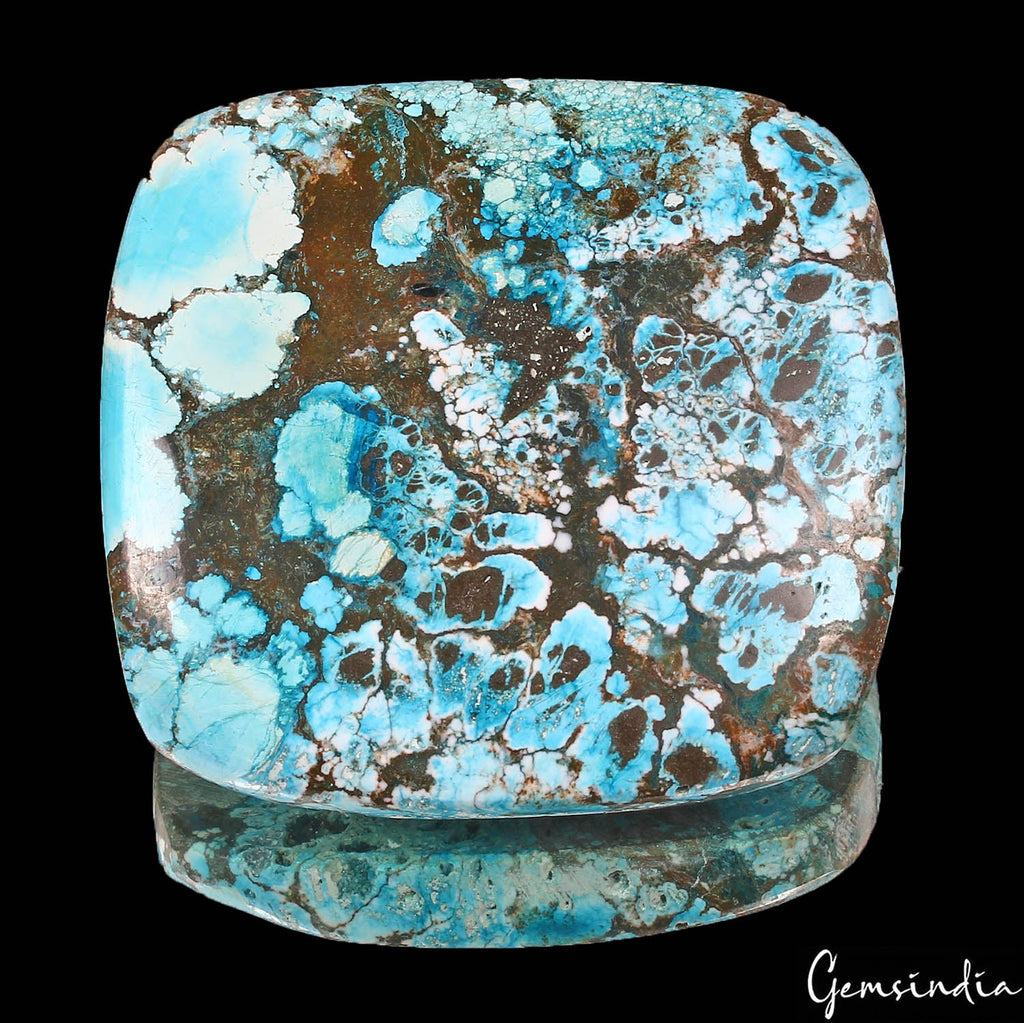 320 Cts Natural Blue Spiderweb USA Arizona Turquoise Cushion Cab Loose Huge Gem